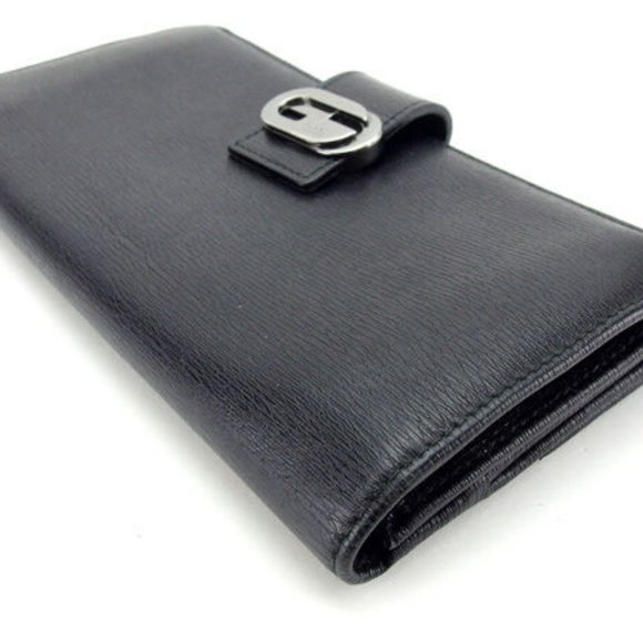 Gucci Wallet Purse Interlocking Black Black Woman Authentic Used Y3904